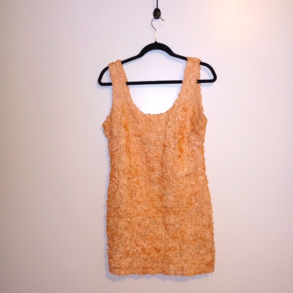 Pink orange textured floral tank dress forever 21 large